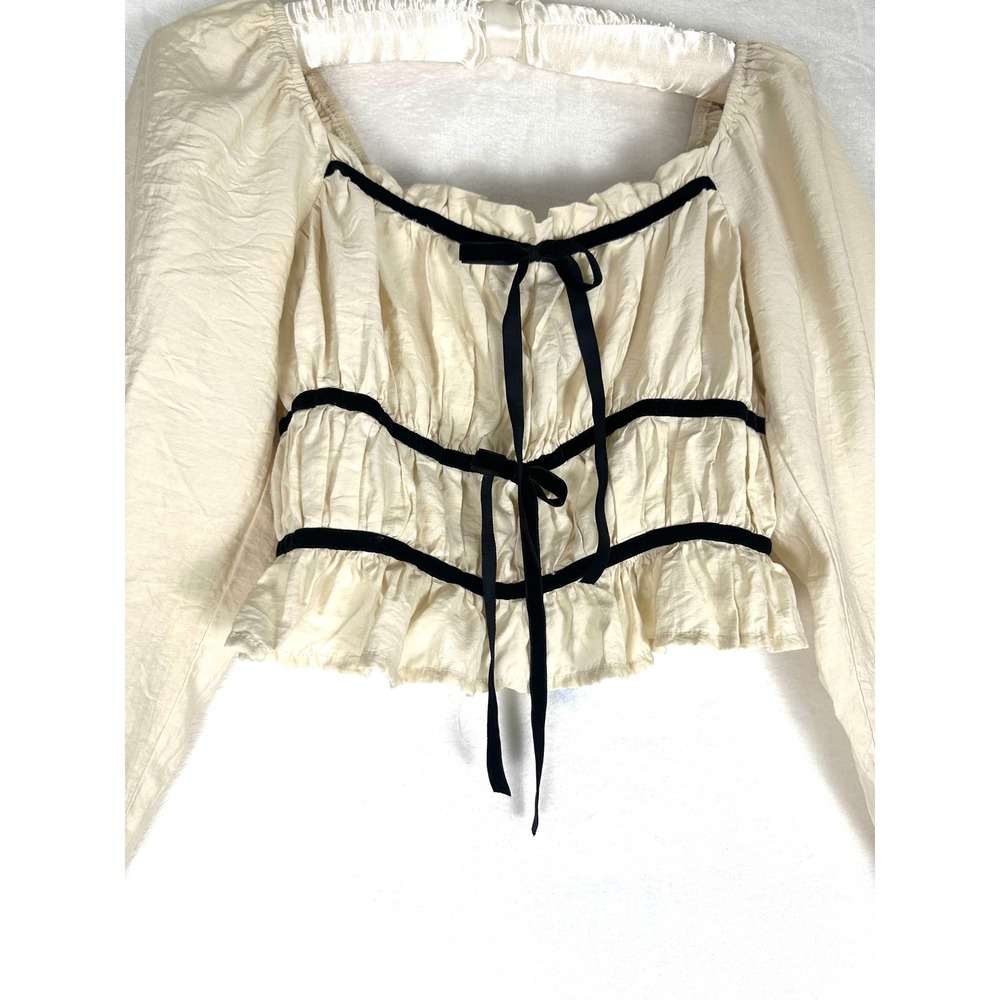 Thirty Thirty Milkmaid Crop Top S Cream Coquette Balletcore Renaissance Regency - Picture 4 of 9